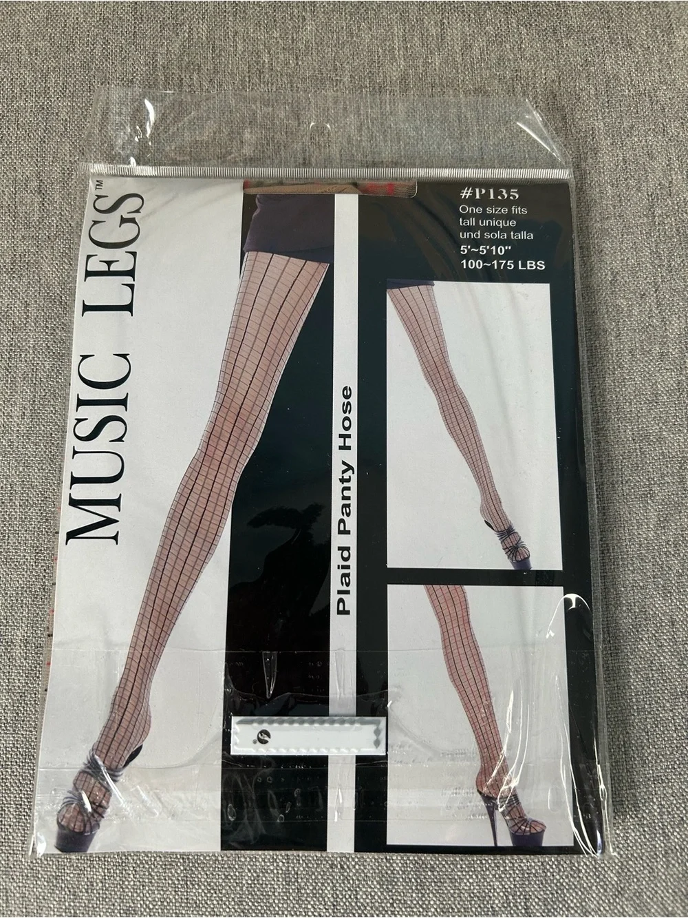 Music Legs Red & Black Plaid Panty Hose